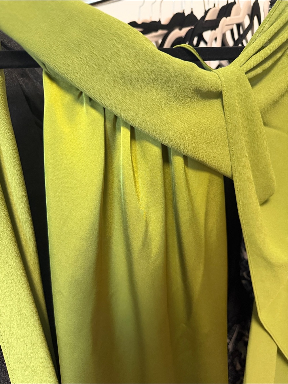 Satin Halter Maxi Dress in Olive Green - Picture 4 of 6